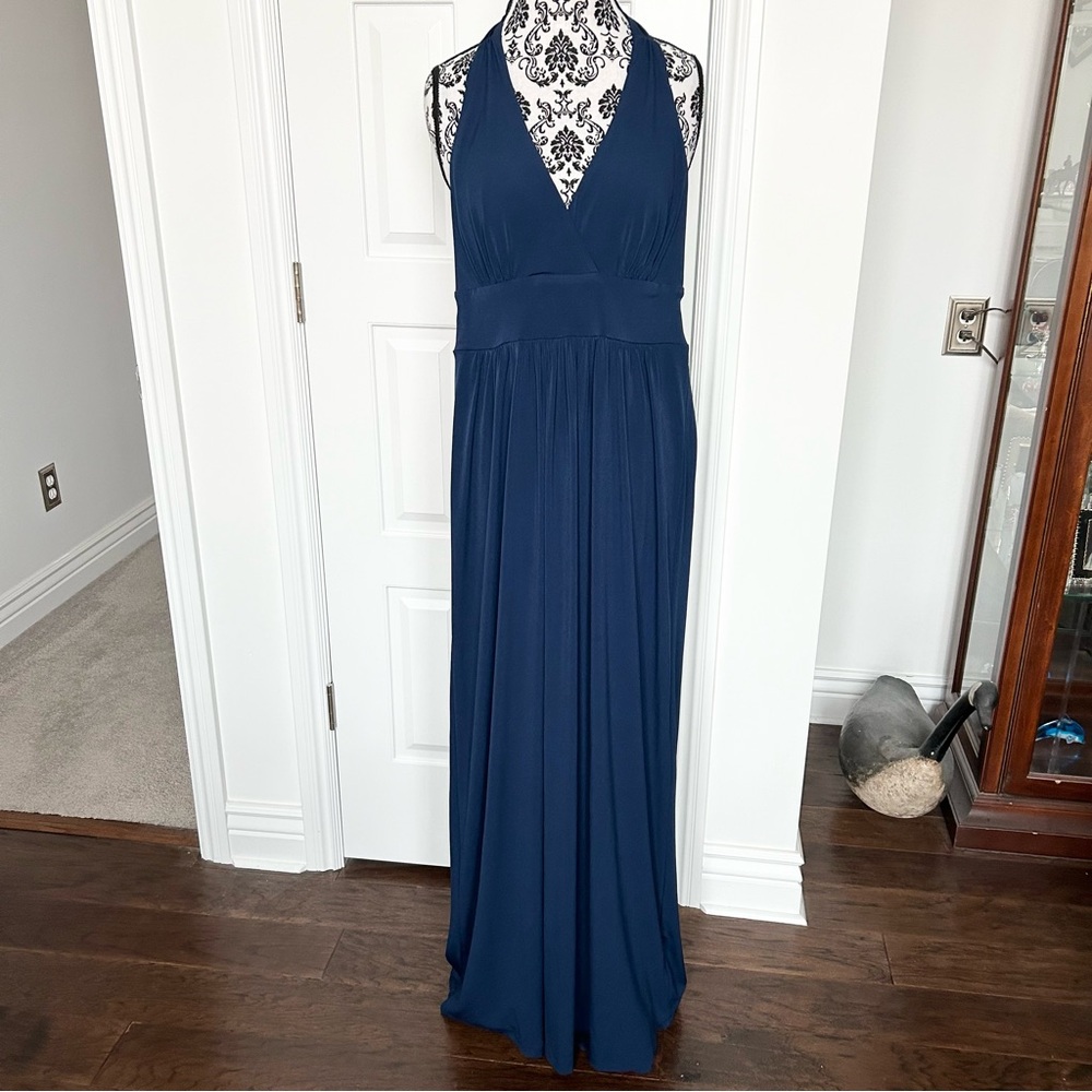 AGB Dress Sz 6 Blue Halter Full Length Gown